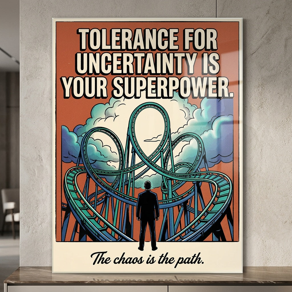 Acrylglasbild Tolerance For Uncertainty an der Wand eines modernen Wohnraums