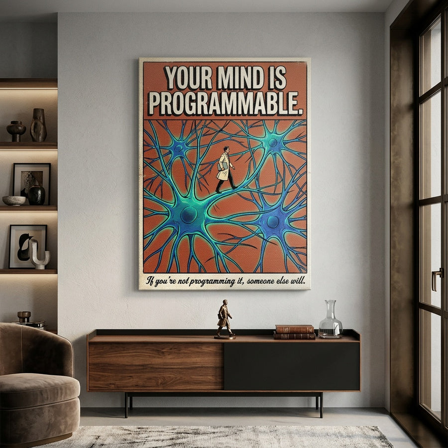 Leinwandbild Your Mind Is Programmable an der Wand eines modernen Wohnraums