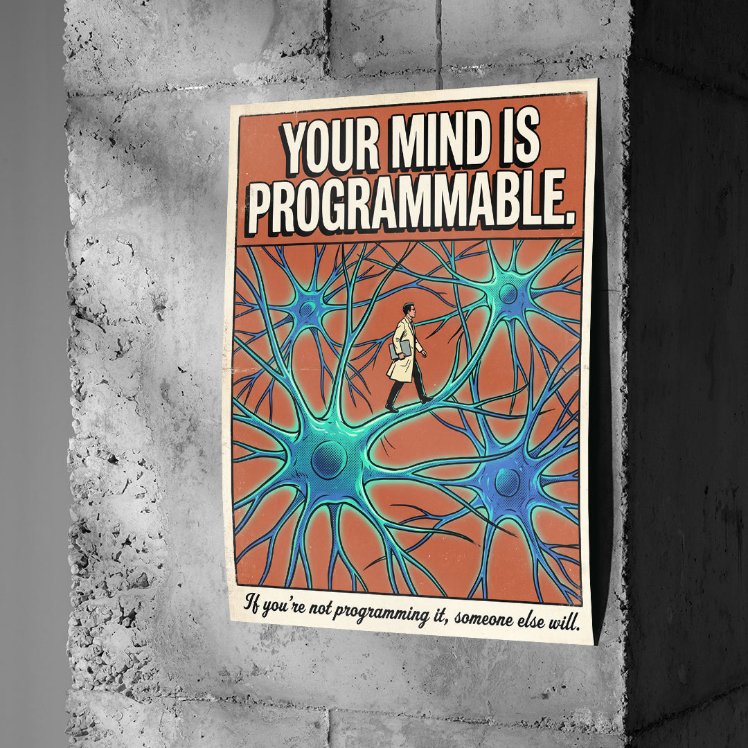 Poster Your Mind Is Programmable an einer Betonwand