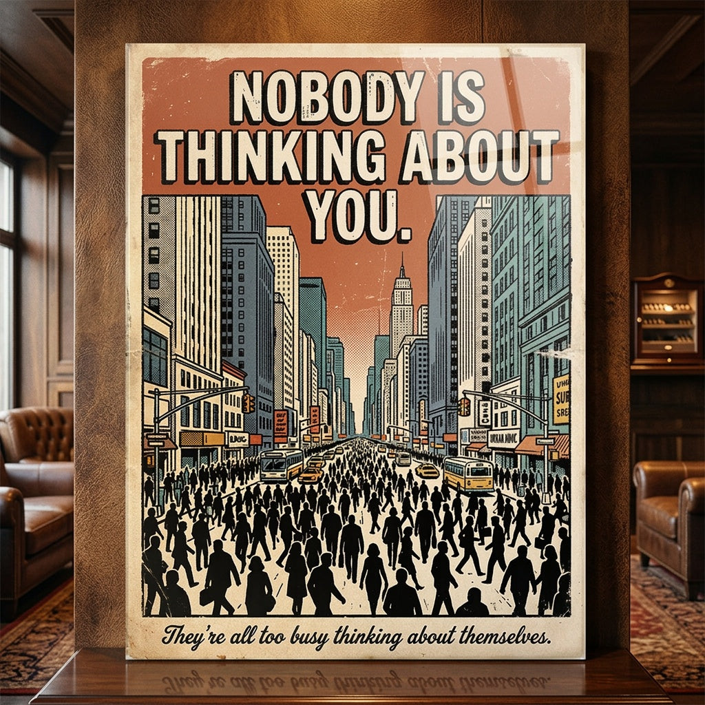 Acrylglasbild Nobody Is Thinking About You an der Wand eines modernen Wohnraums