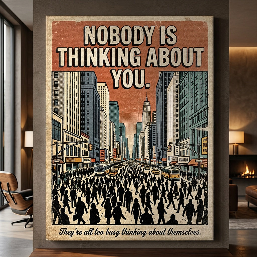 Leinwandbild Nobody Is Thinking About You an der Wand eines modernen Wohnraums