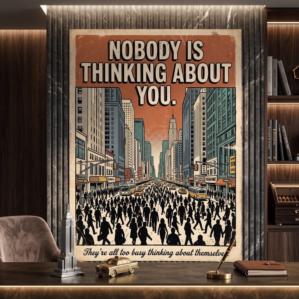Poster Nobody Is Thinking About You an der Wand eines modernen Wohnraums