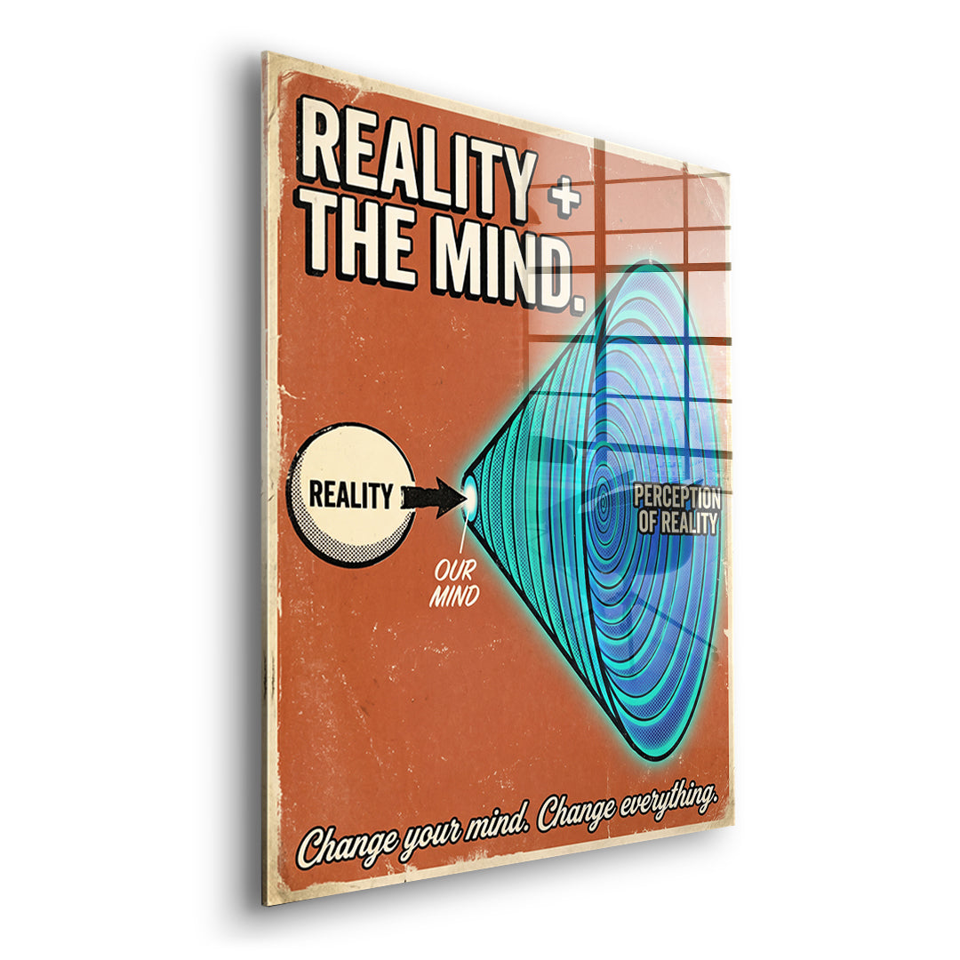 Seitenansicht des Acrylglasbilds Reality + The Mind ohne Rahmen
