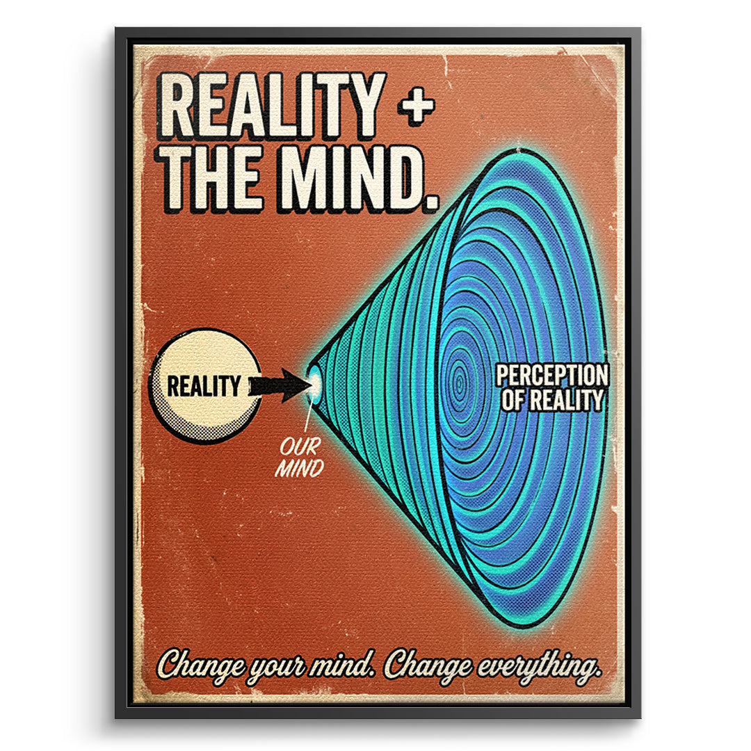 DOTCOMCANVAS Leinwandbild Reality + The Mind im schwarzen Premium-Rahmen