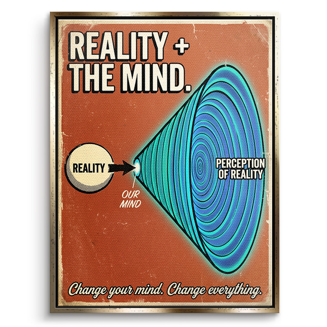 DOTCOMCANVAS Leinwandbild Reality + The Mind im goldenen Premium-Rahmen