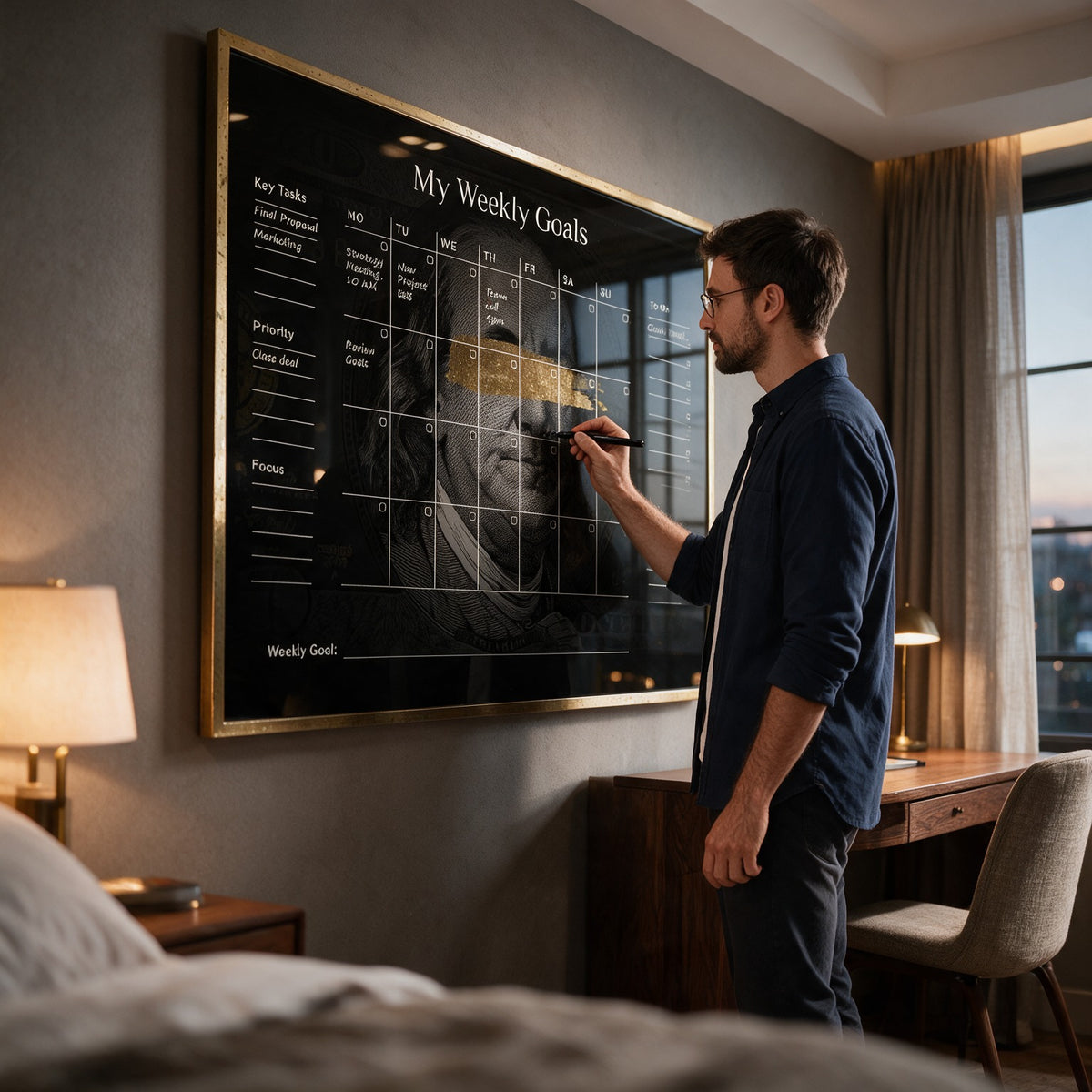 Acrylglasbild Success Planner 1.0 (Englisch) an der Wand eines modernen Wohnraums