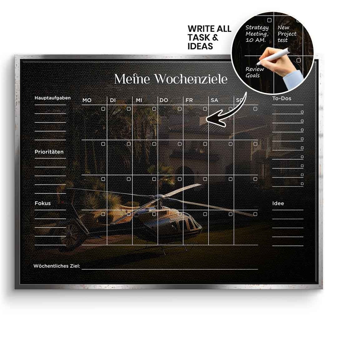DOTCOMCANVAS Leinwandbild Success Planner 2.0 (Deutsch) im silbernen Premium-Rahmen