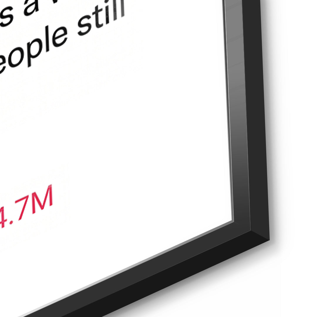 Detailaufnahme des 5mm Acrylglases, Twite Elon Musk im schwarzen Rahmen