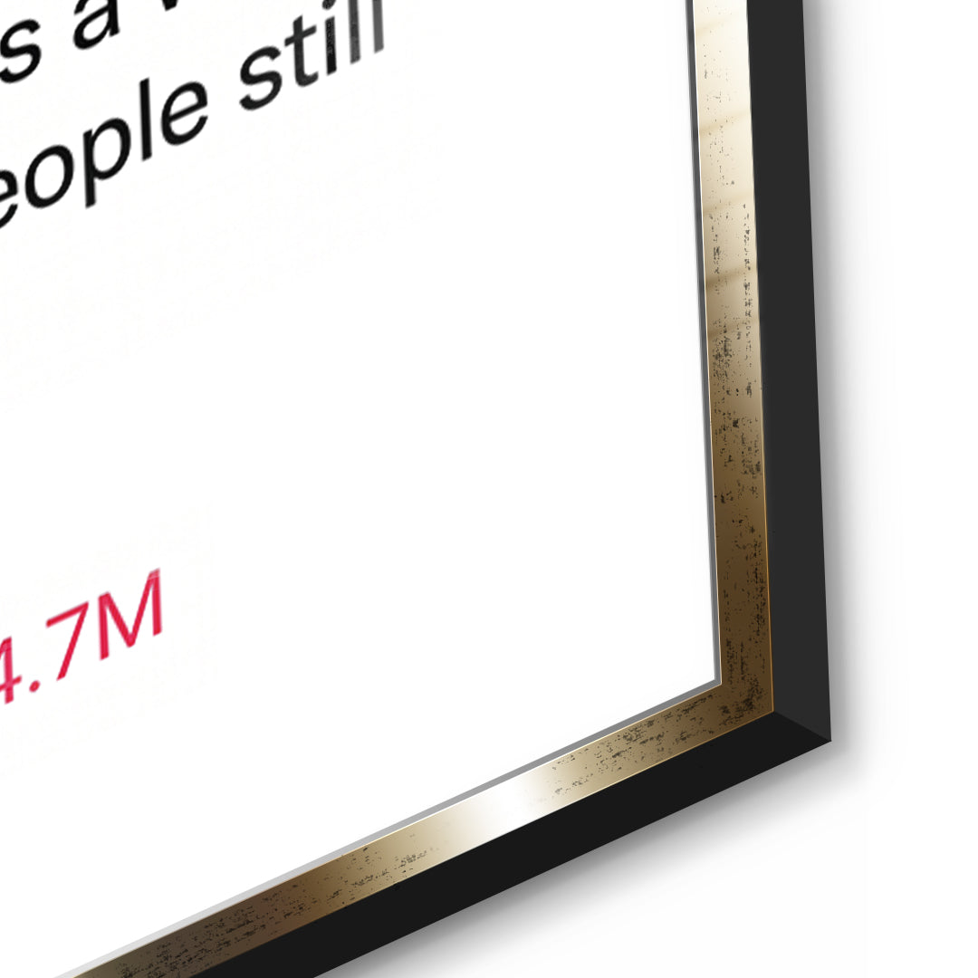 Detailaufnahme des 5mm Acrylglases, Twite Elon Musk im goldenen Rahmen