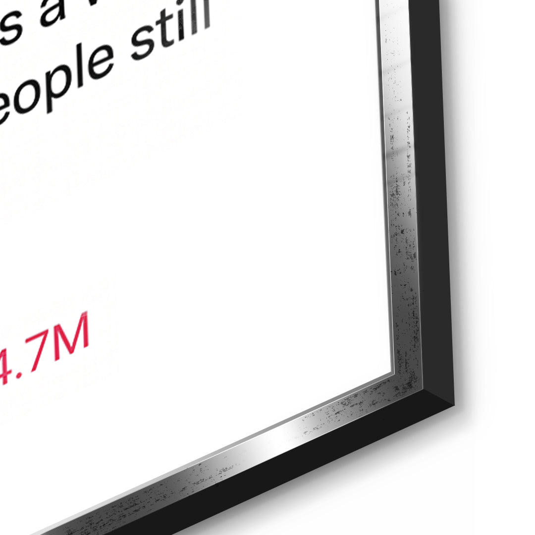 Detailaufnahme des 5mm Acrylglases, Twite Elon Musk im silbernen Rahmen