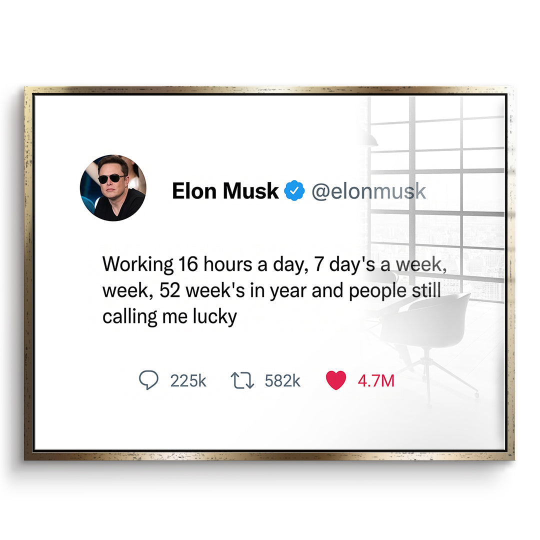 DOTCOMCANVAS Acrylglasbild Twite Elon Musk im goldenen Premium-Rahmen