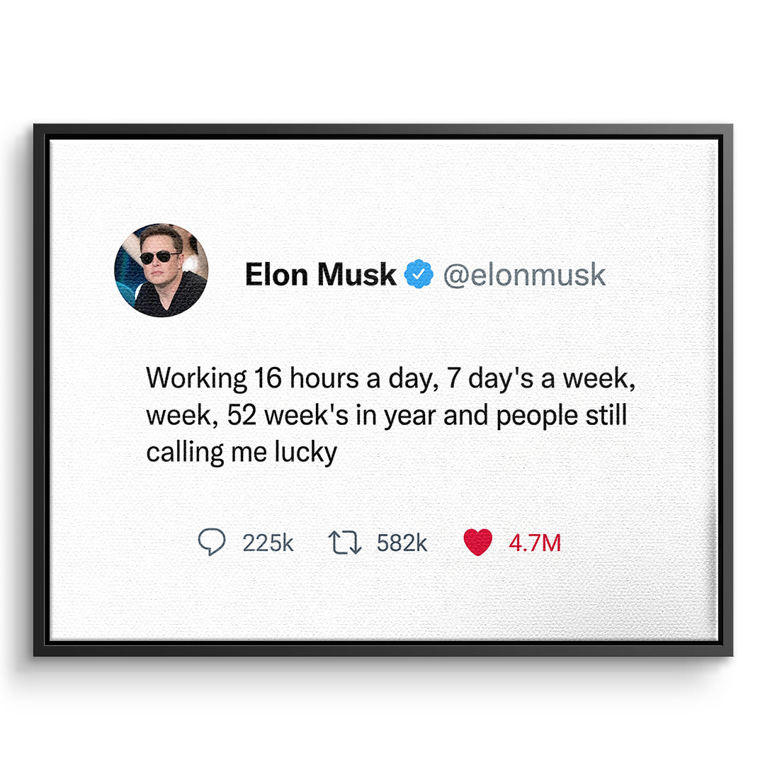 DOTCOMCANVAS Leinwandbild Twite Elon Musk im schwarzen Premium-Rahmen