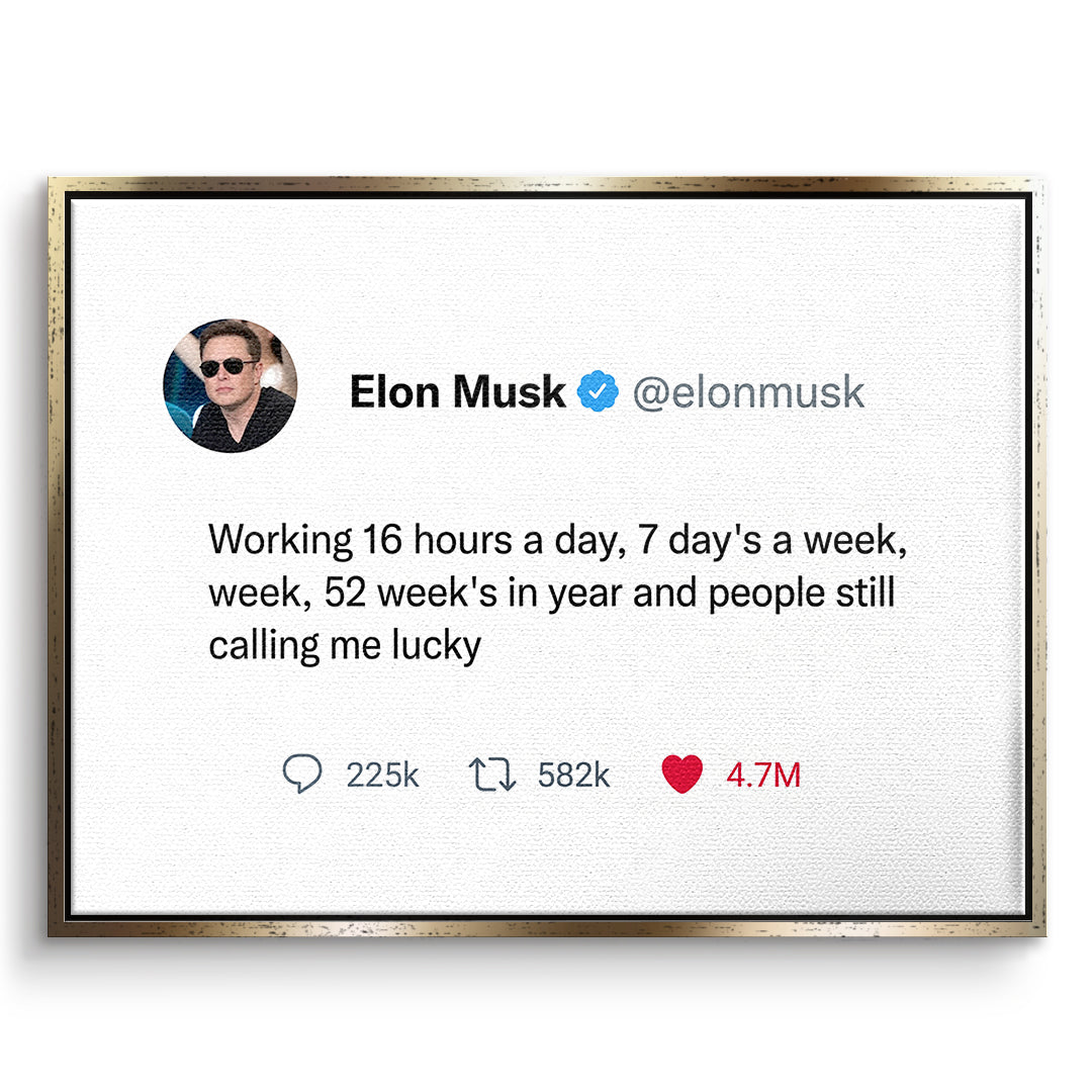 DOTCOMCANVAS Leinwandbild Twite Elon Musk im goldenen Premium-Rahmen
