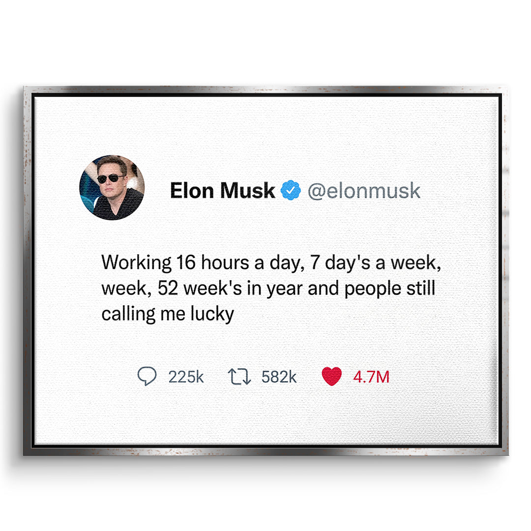 DOTCOMCANVAS Leinwandbild Twite Elon Musk im silbernen Premium-Rahmen