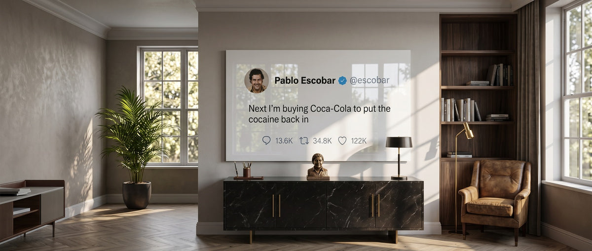 Acrylglasbild Twite – Pablo Escobar Website Banner