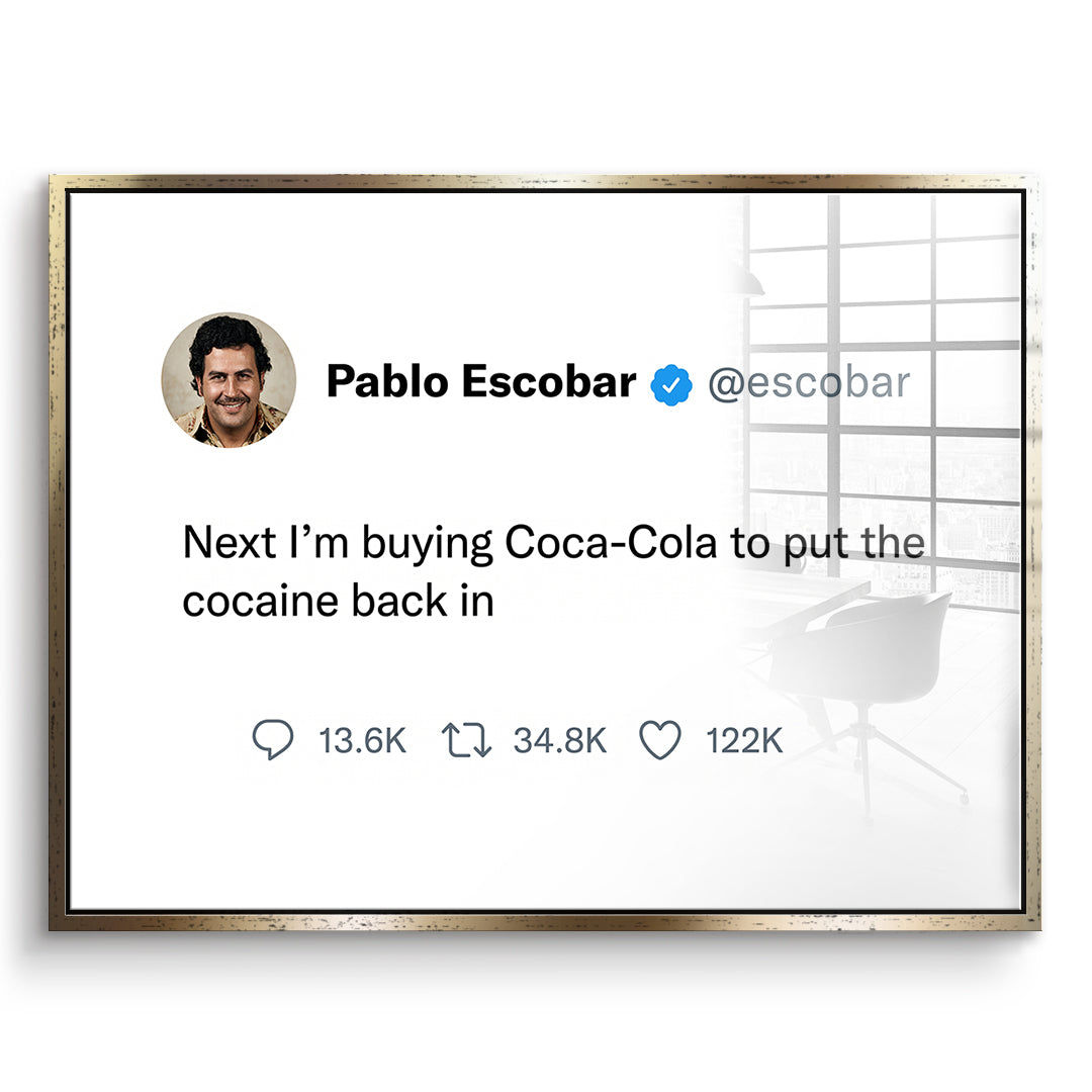 DOTCOMCANVAS Acrylglasbild Twite Pablo Escobar im goldenen Premium-Rahmen
