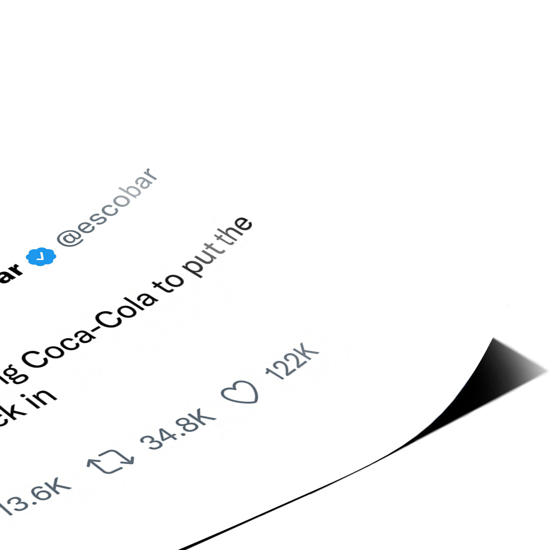 Eckdetail des Posters Twite Pablo Escobar