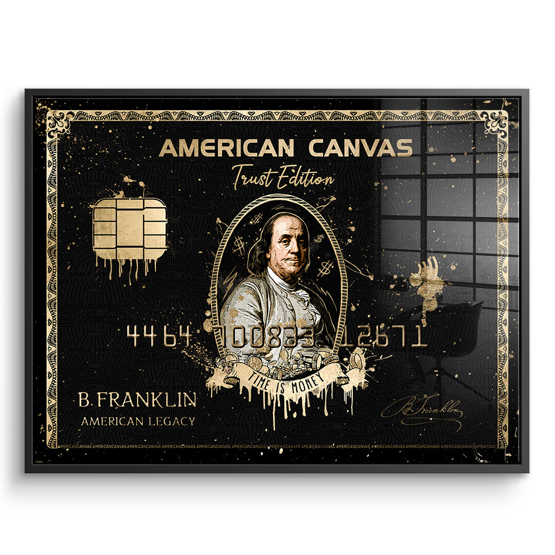 DOTCOMCANVAS Acrylglasbild Royal American Canvas Benjamin Franklin im schwarzen Premium-Rahmen
