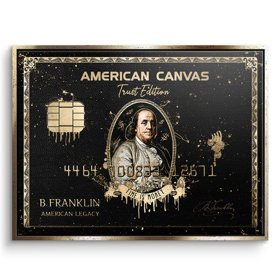 DOTCOMCANVAS Leinwandbild Royal American Canvas Benjamin Franklin im goldenen Premium-Rahmen