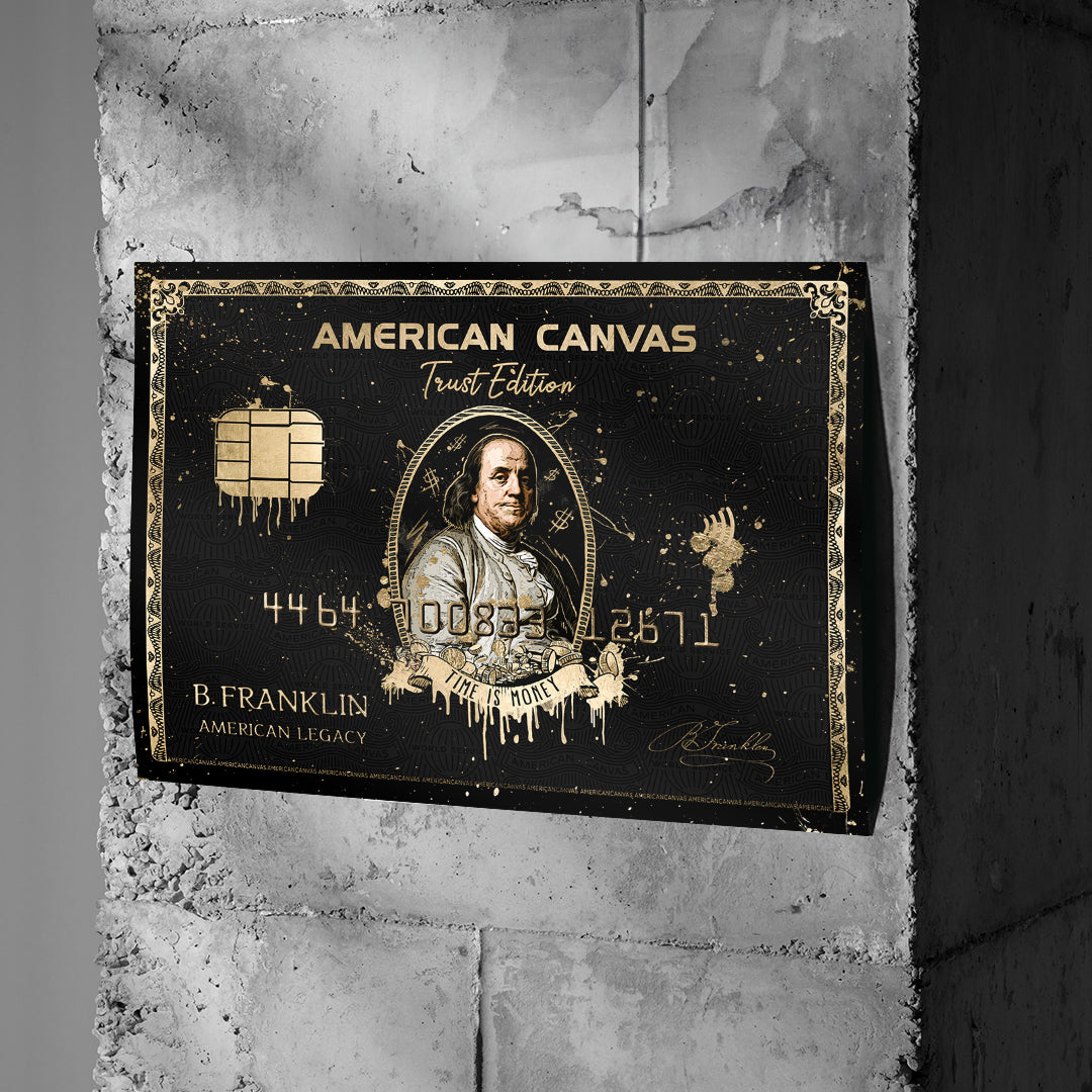 Poster Royal American Canvas Benjamin Franklin an einer Betonwand