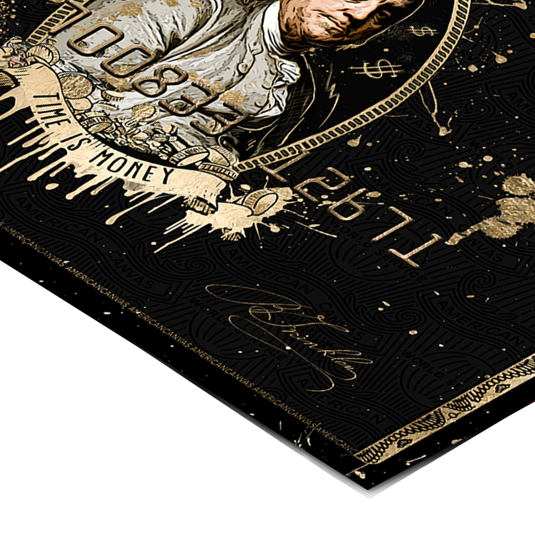 Eckdetail des Posters Royal American Canvas Benjamin Franklin