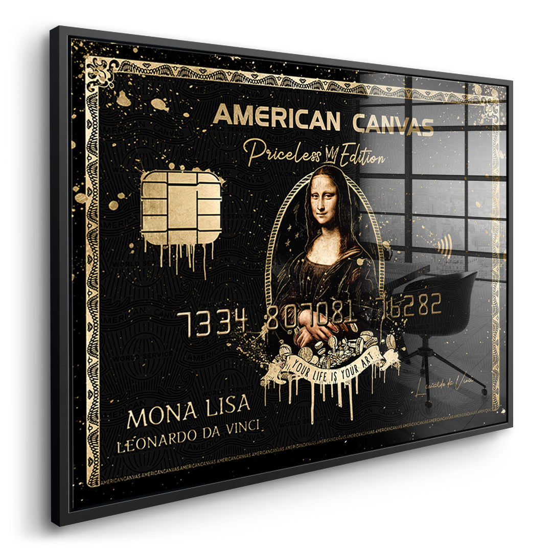 Seitenansicht des Acrylglasbilds Royal American Canvas Mona Lisa im schwarzen Rahmen