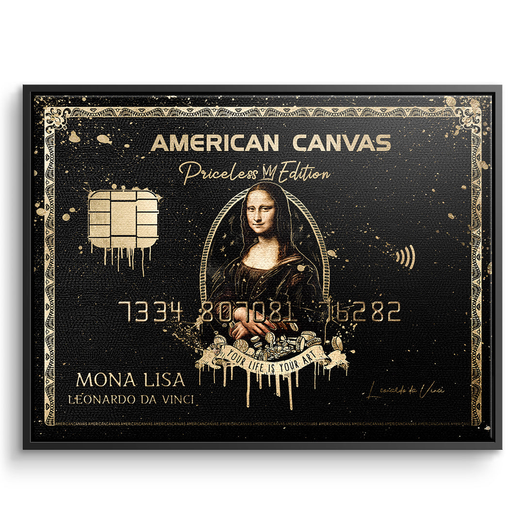 DOTCOMCANVAS Leinwandbild Royal American Canvas Mona Lisa im schwarzen Premium-Rahmen