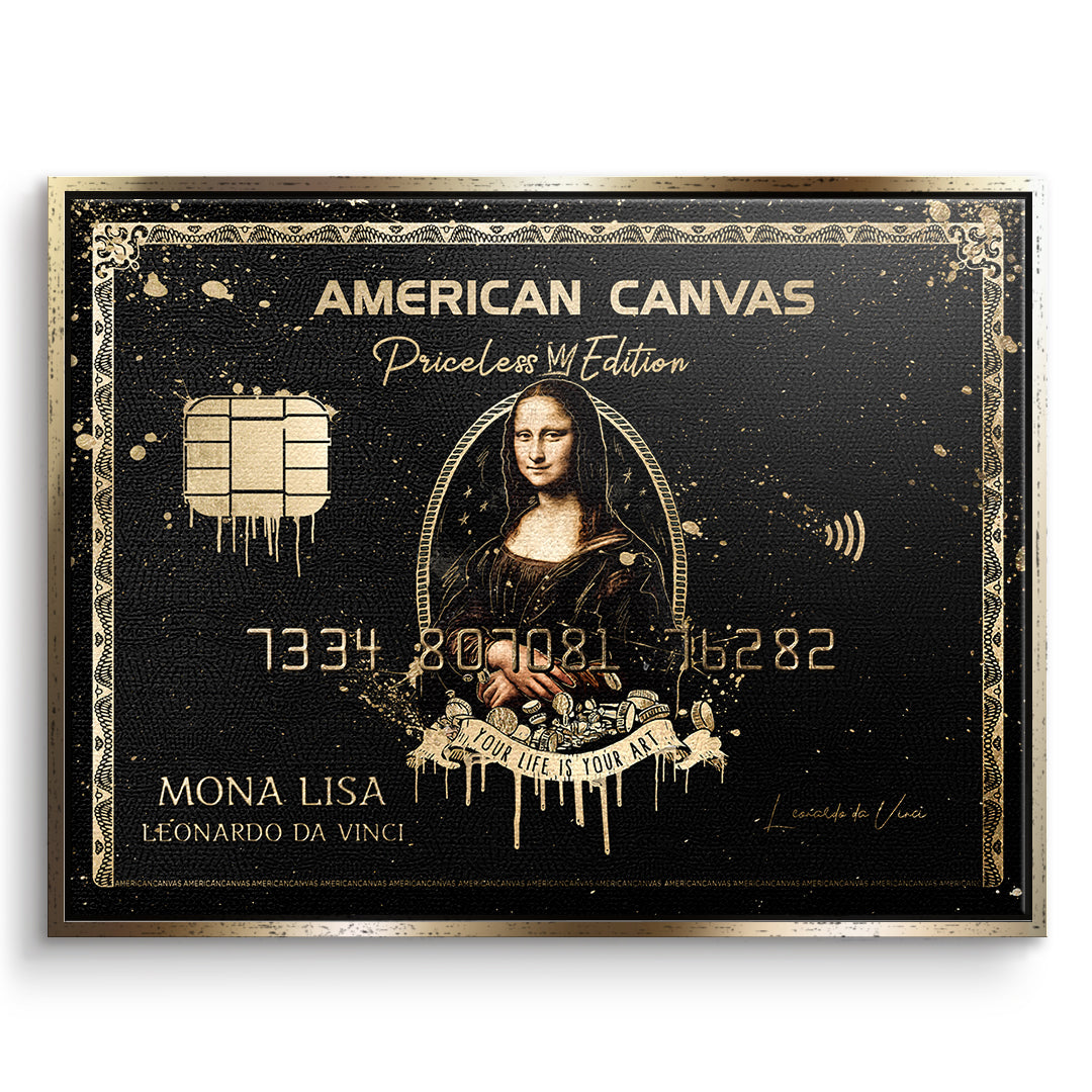 DOTCOMCANVAS Leinwandbild Royal American Canvas Mona Lisa im goldenen Premium-Rahmen