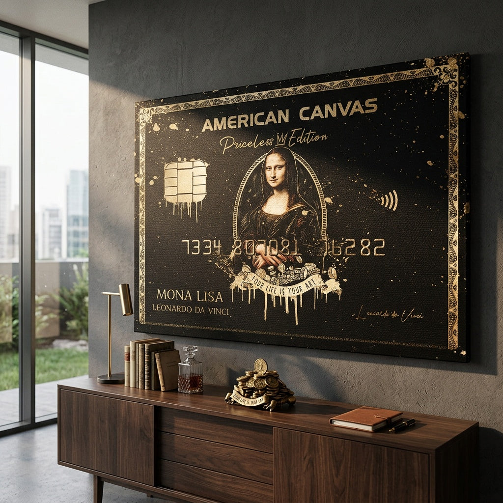 Leinwandbild Royal American Canvas Mona Lisa an der Wand eines modernen Wohnraums