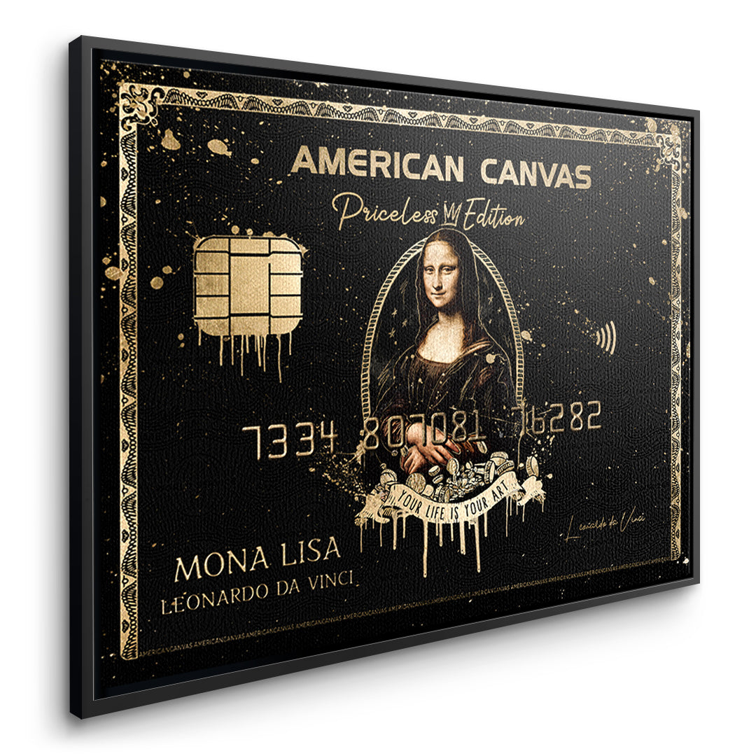 Seitenansicht des Leinwandbilds Royal American Canvas Mona Lisa im schwarzen Rahmen