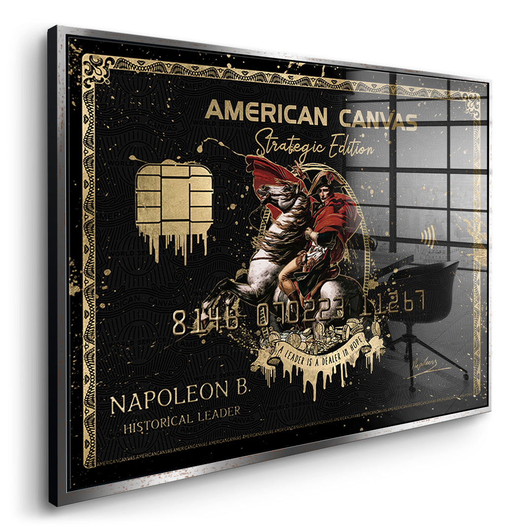 Seitenansicht des Acrylglasbilds Royal American Canvas Napoleon im silbernen Rahmen