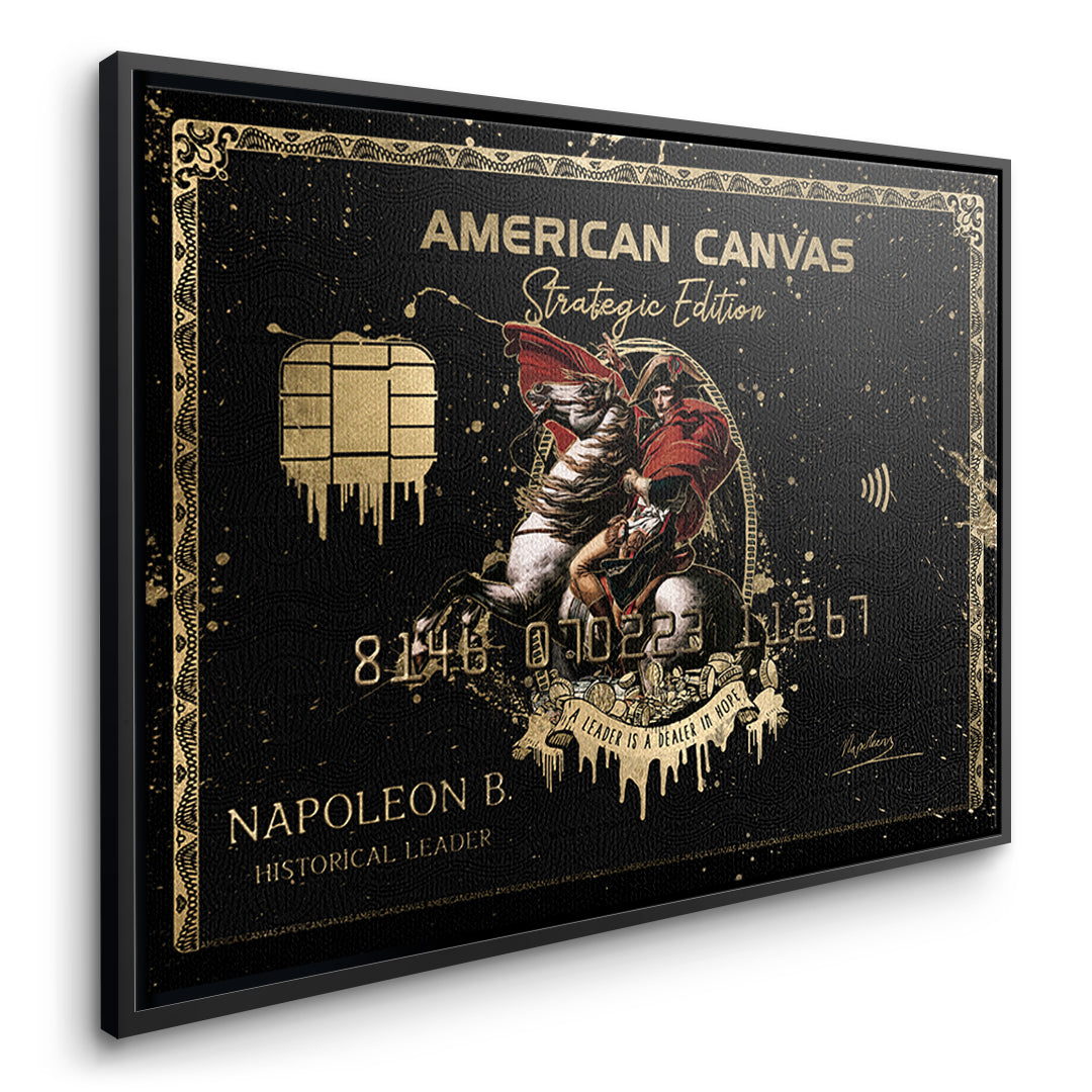 Seitenansicht des Leinwandbilds Royal American Canvas Napoleon im schwarzen Rahmen