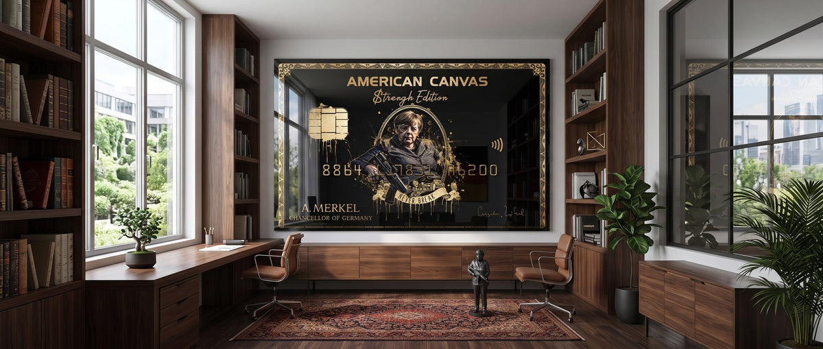 Acrylglasbild Royal American Canvas – Angela Merkel Website Banner