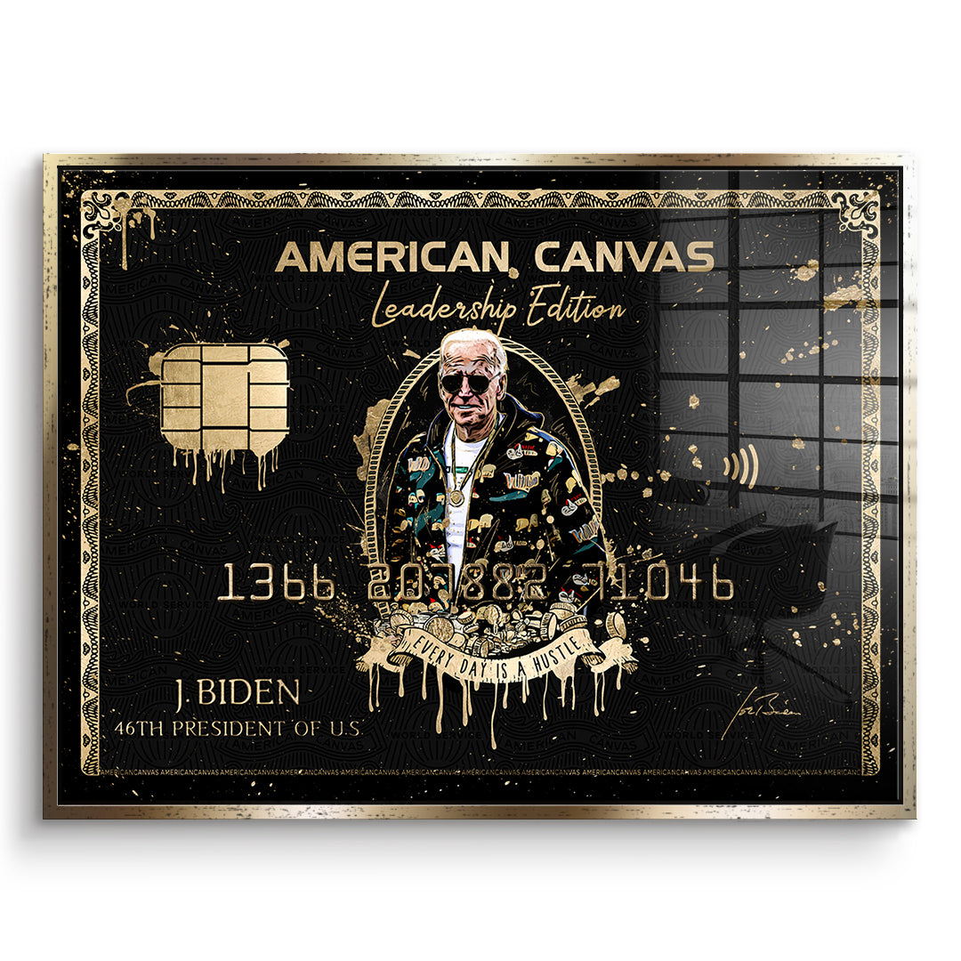 DOTCOMCANVAS Acrylglasbild Royal American Canvas Joe Biden im goldenen Premium-Rahmen