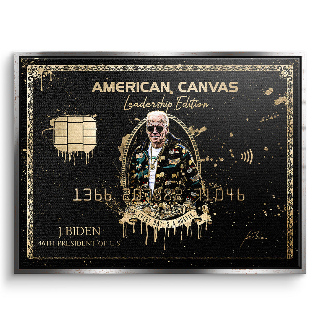 DOTCOMCANVAS Leinwandbild Royal American Canvas Joe Biden im silbernen Premium-Rahmen