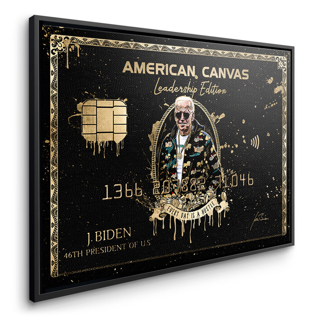 Seitenansicht des Leinwandbilds Royal American Canvas Joe Biden im schwarzen Rahmen