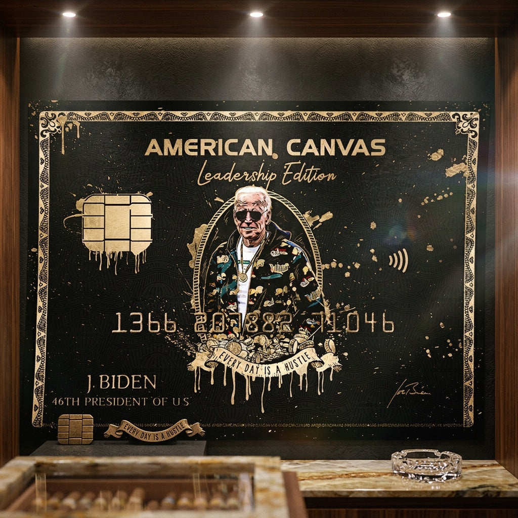 Poster Royal American Canvas Joe Biden an der Wand eines modernen Wohnraums
