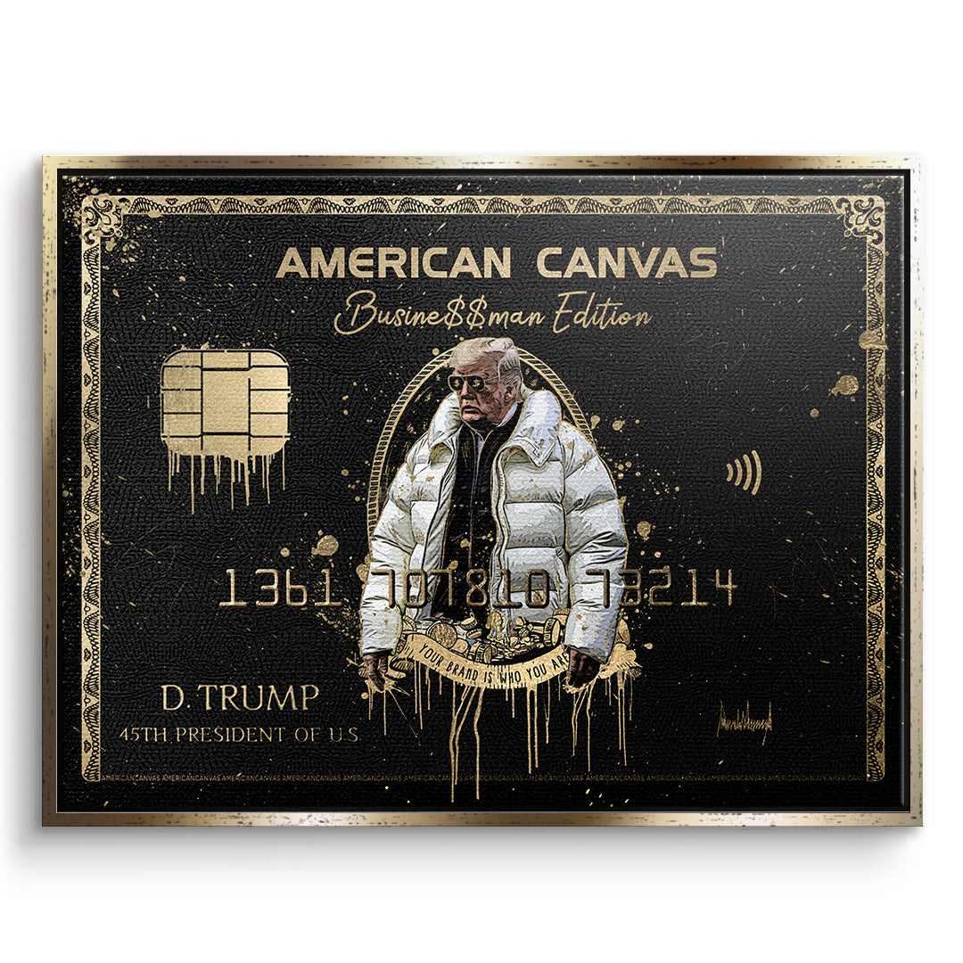DOTCOMCANVAS Leinwandbild Royal American Canvas Trump im goldenen Premium-Rahmen