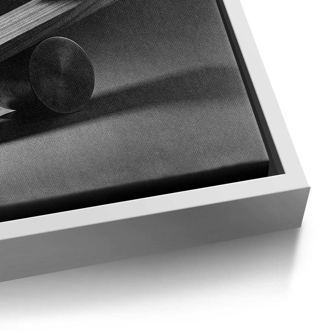 Detailaufnahme der Leinwandstruktur, Choose Quality, Not Quantity im weißen Rahmen