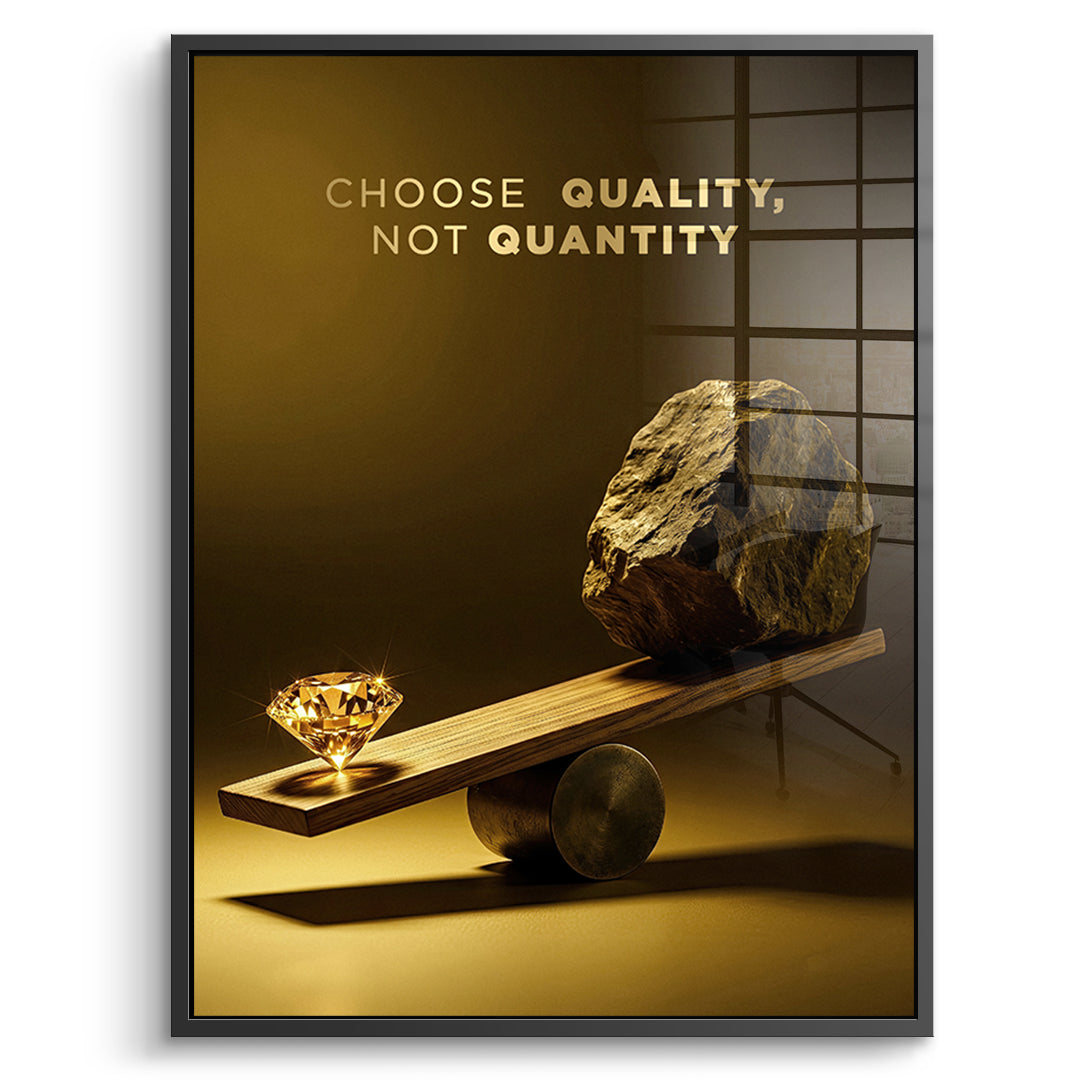 DOTCOMCANVAS Acrylglasbild Choose Quality Gold Edition im schwarzen Premium-Rahmen