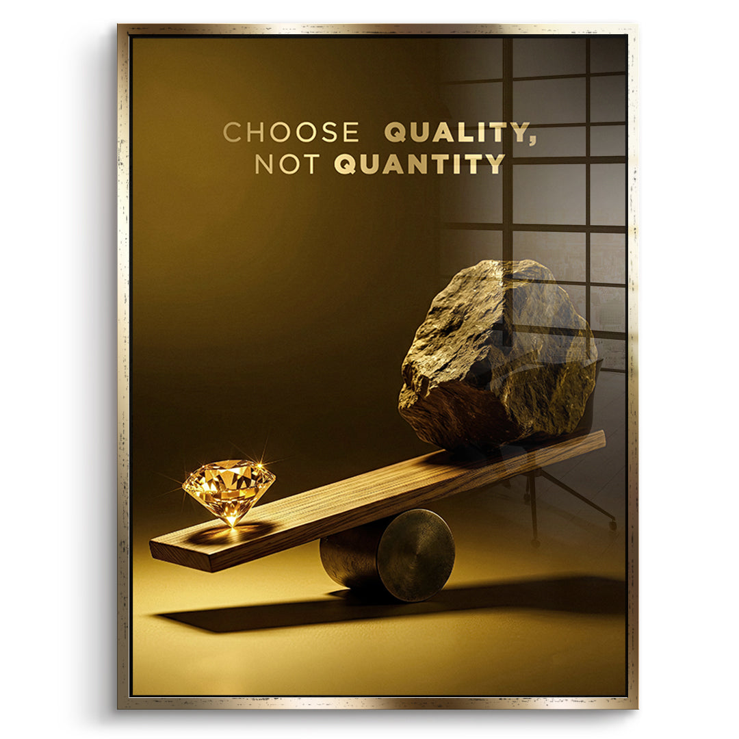 DOTCOMCANVAS Acrylglasbild Choose Quality Gold Edition im goldenen Premium-Rahmen