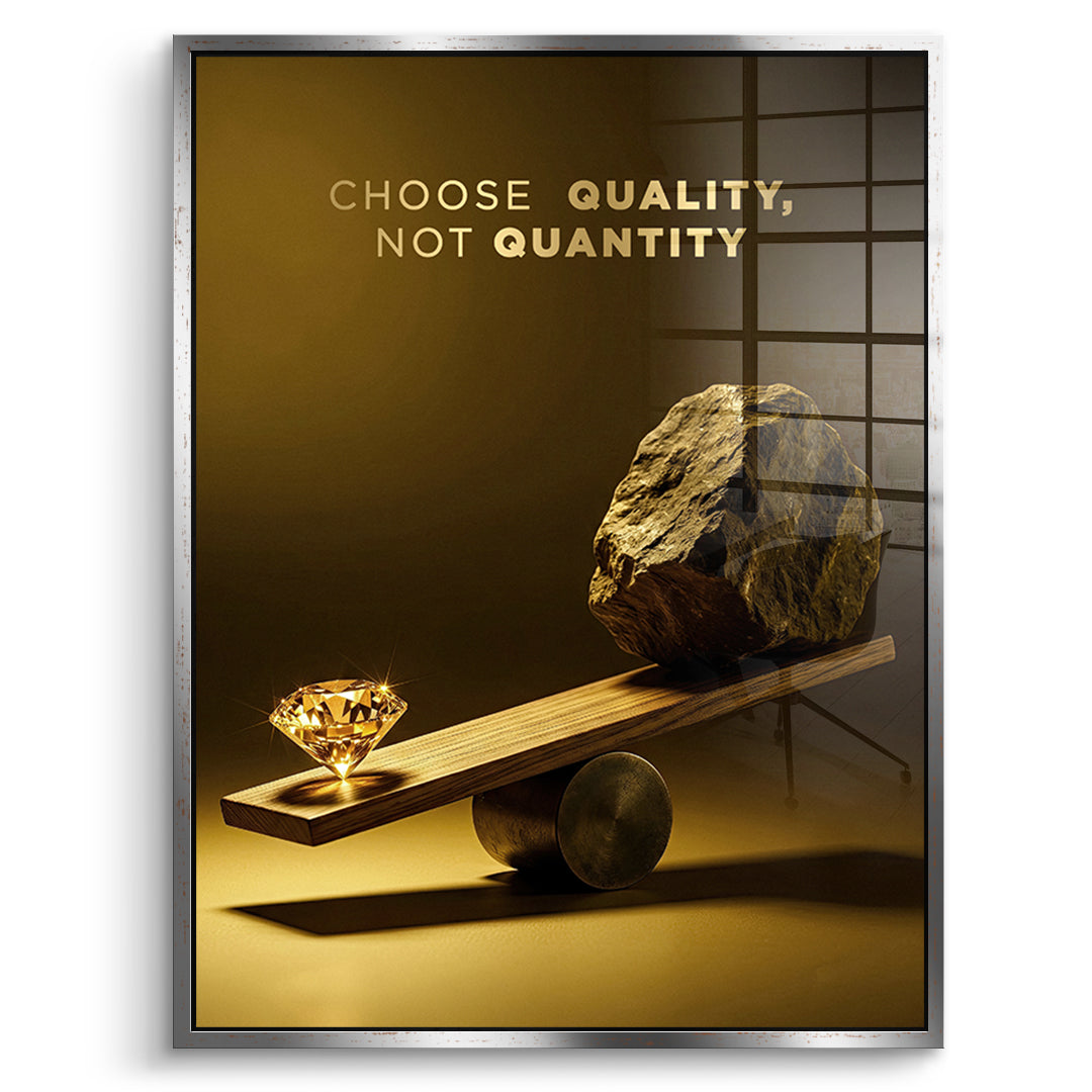 DOTCOMCANVAS Acrylglasbild Choose Quality Gold Edition im silbernen Premium-Rahmen