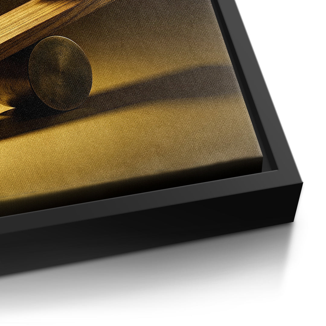 Detailaufnahme der Leinwandstruktur, Choose Quality Gold Edition im schwarzen Rahmen