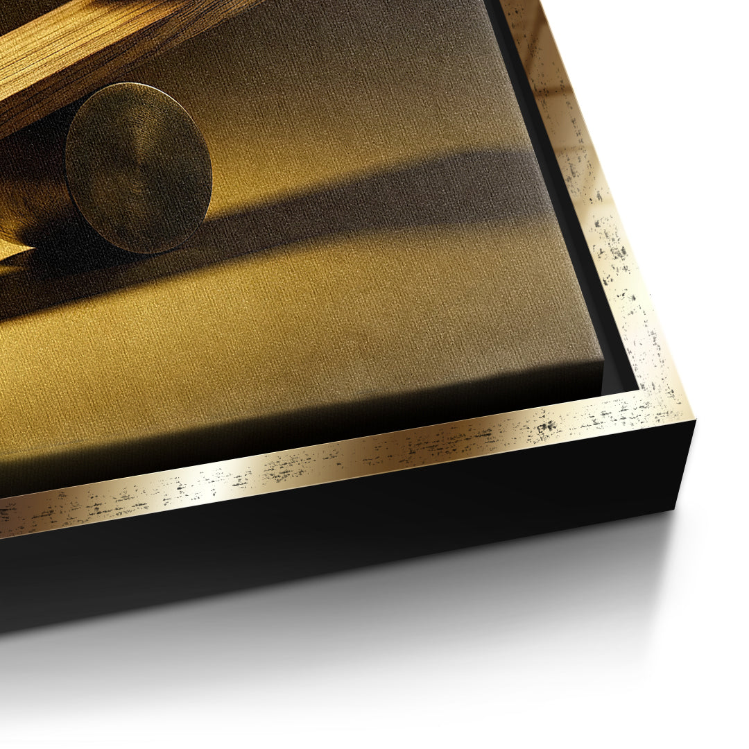 Detailaufnahme der Leinwandstruktur, Choose Quality Gold Edition im goldenen Rahmen