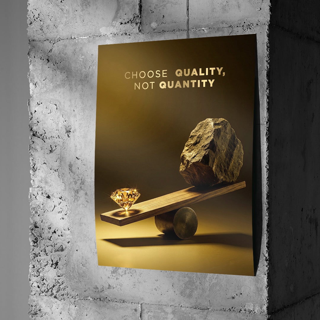 Poster Choose Quality Gold Edition an einer Betonwand