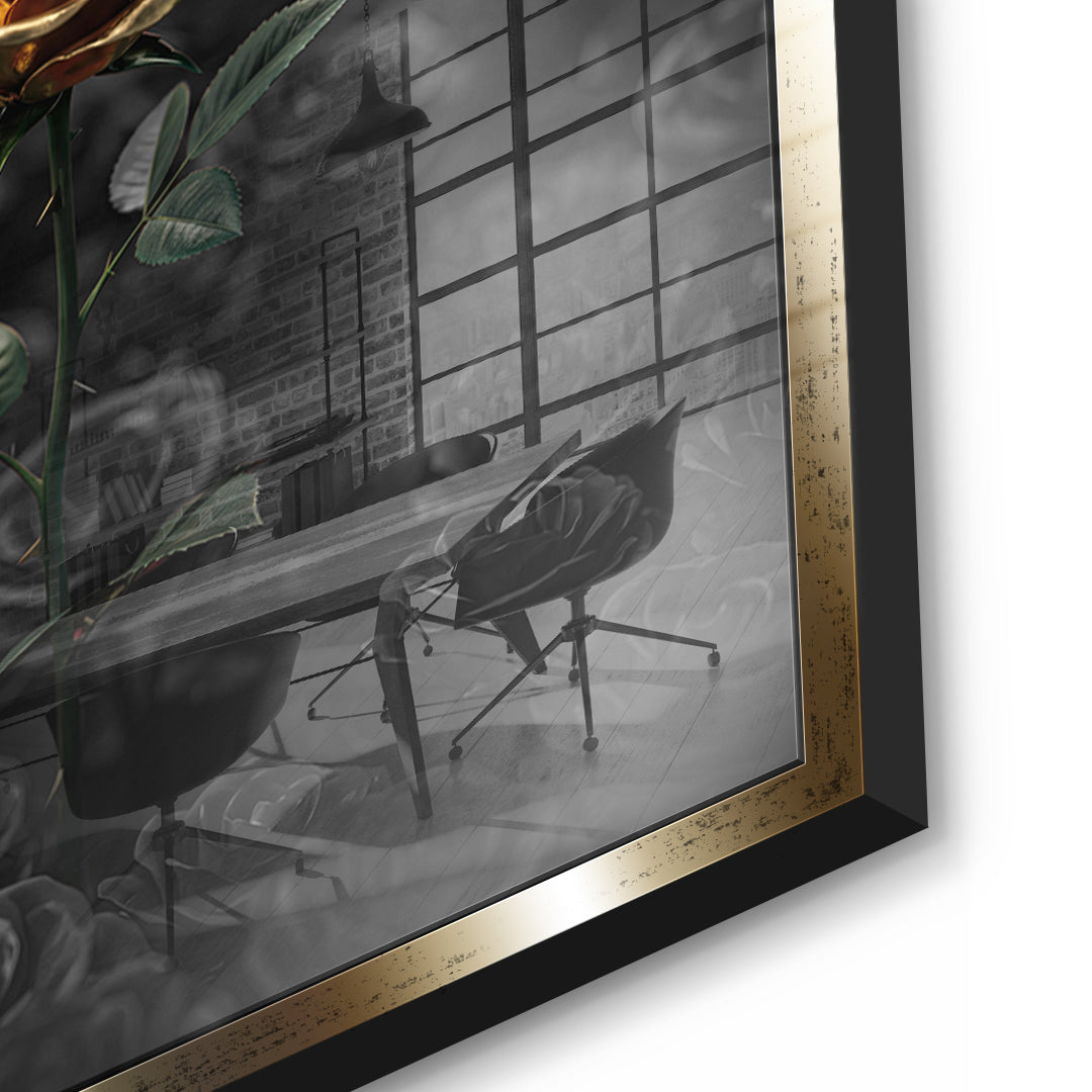 Detailaufnahme des 5mm Acrylglases, One in a Million im goldenen Rahmen