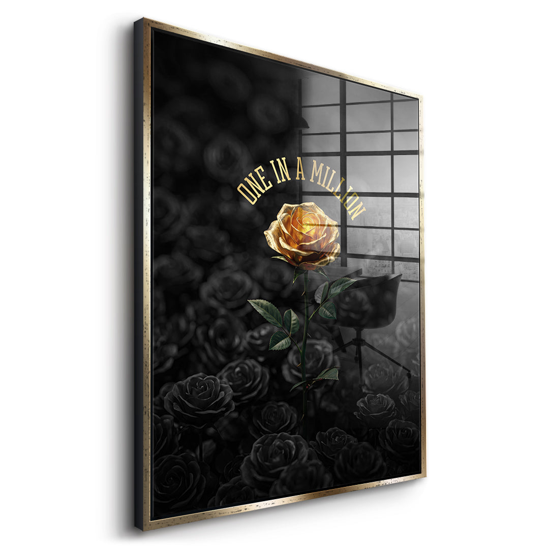 Seitenansicht des Acrylglasbilds One in a Million im goldenen Rahmen