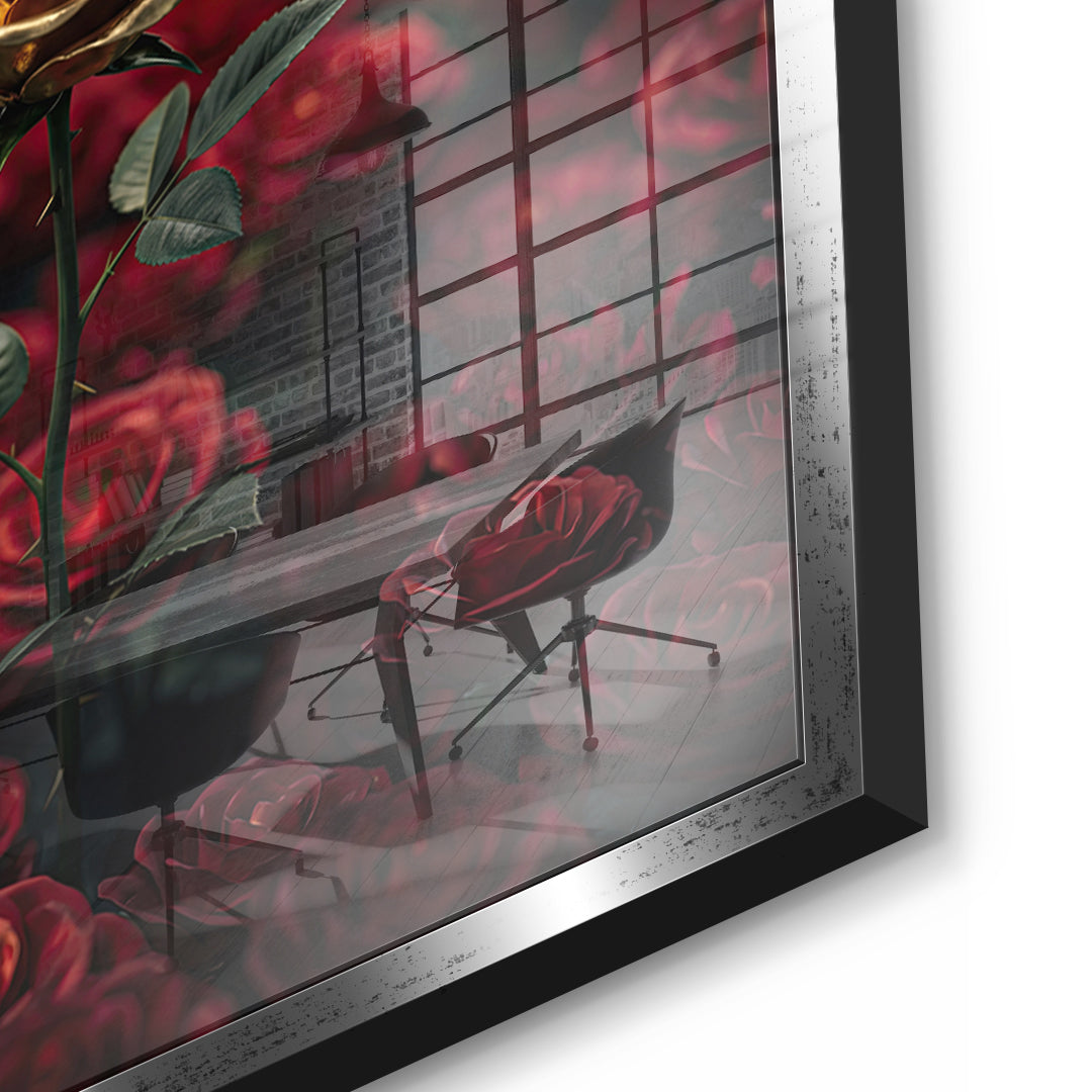 Detailaufnahme des 5mm Acrylglases, One in a Million in Red im silbernen Rahmen