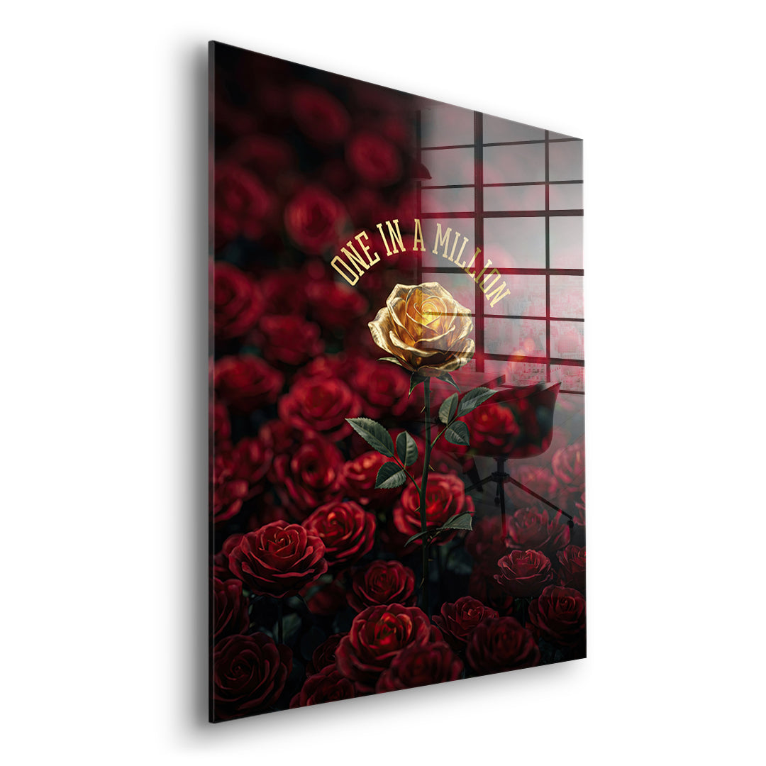 Seitenansicht des Acrylglasbilds One in a Million in Red ohne Rahmen