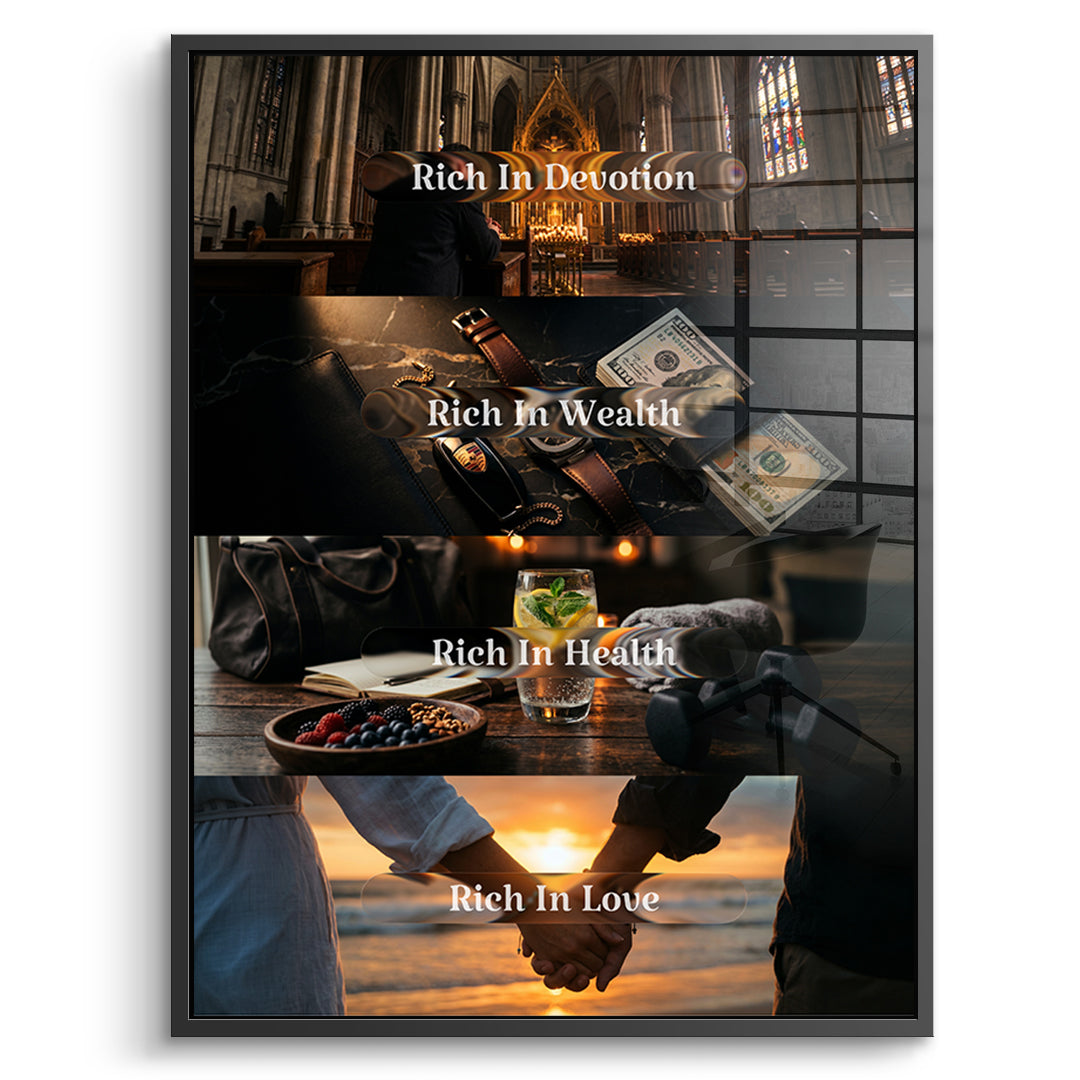 DOTCOMCANVAS Acrylglasbild Rich In Life im schwarzen Premium-Rahmen